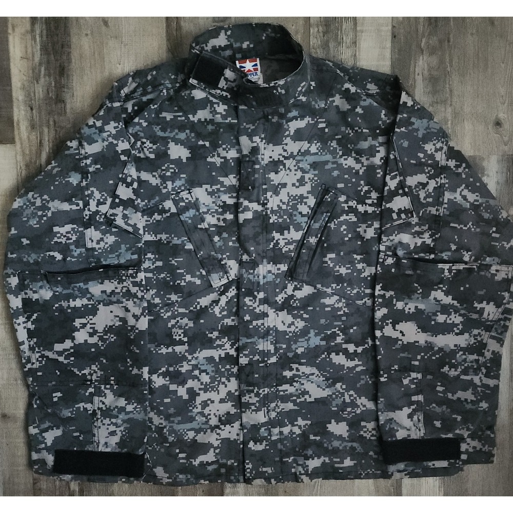 Propper Army Combat Jacket Men's Size Large Gray Digital Camo Full Zip Ripstop